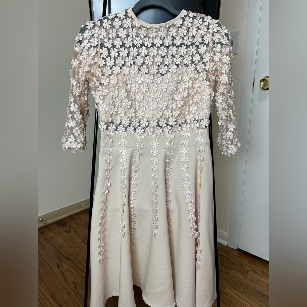 Floral embroidered blush midi dress size small